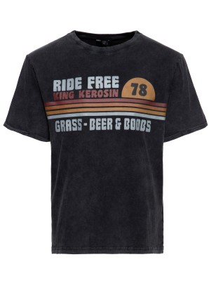 Herren T-Shirt Oilwashed "Ride Free"